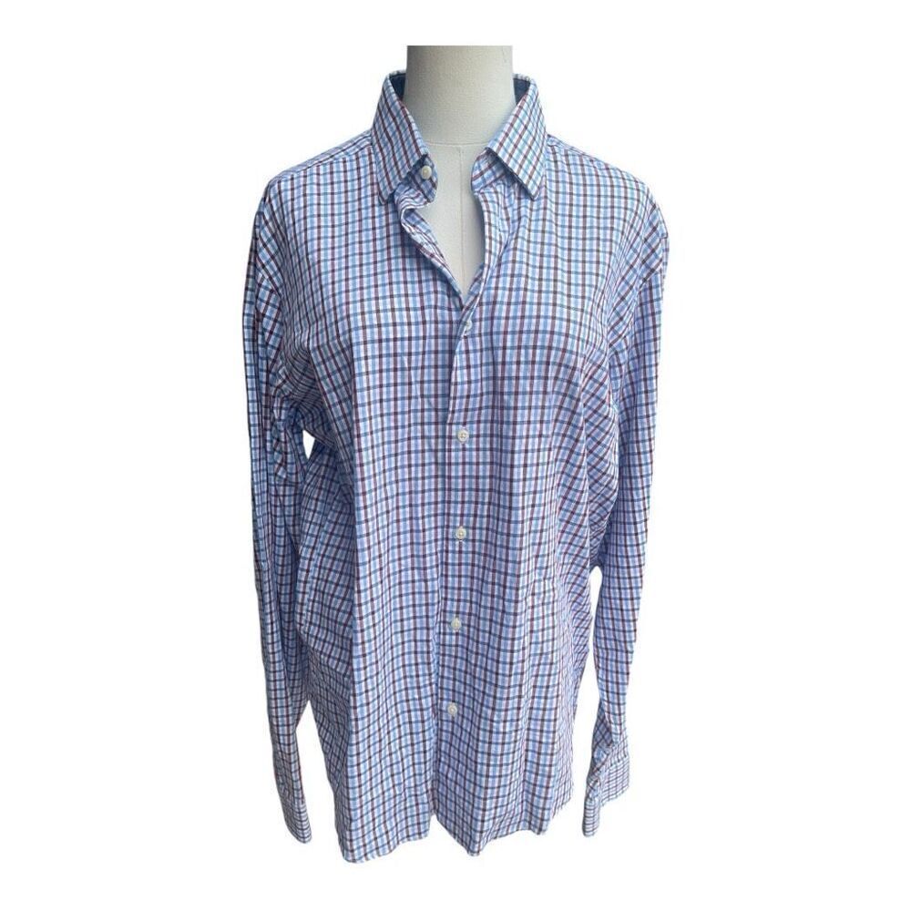 Men’s Ben Sherman Blue Check Print L/S Button Down Shirt Size Large